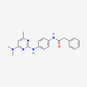 molecular formula C21H23N5O B8107625 N-(4-((4-(dimethylamino)-6-methylpyrimidin-2-yl)amino)phenyl)-2-phenylacetamide 
