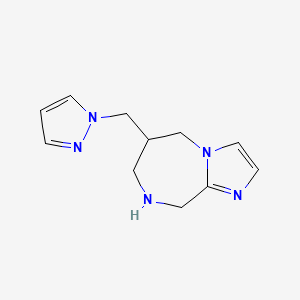 molecular formula C11H15N5 B8107754 6-((1H-Pyrazol-1-Yl)Methyl)-6,7,8,9-Tetrahydro-5H-Imidazo[1,2-A][1,4]Diazepine 