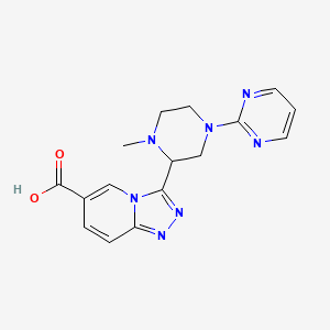 molecular formula C16H17N7O2 B8107764 3-(1-Methyl-4-(pyrimidin-2-yl)piperazin-2-yl)-[1,2,4]triazolo[4,3-a]pyridine-6-carboxylic acid 
