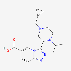 molecular formula C18H25N5O2 B8107772 3-(4-(Cyclopropylmethyl)-1-isopropylpiperazin-2-yl)-[1,2,4]triazolo[4,3-a]pyridine-6-carboxylic acid 