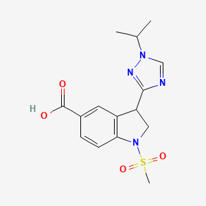 molecular formula C15H18N4O4S B8107777 3-(1-Isopropyl-1H-1,2,4-triazol-3-yl)-1-(methylsulfonyl)indoline-5-carboxylic acid 