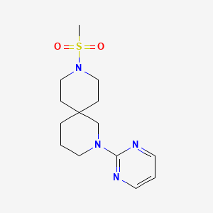 molecular formula C14H22N4O2S B8107815 9-(Methylsulfonyl)-2-(pyrimidin-2-yl)-2,9-diazaspiro[5.5]undecane 