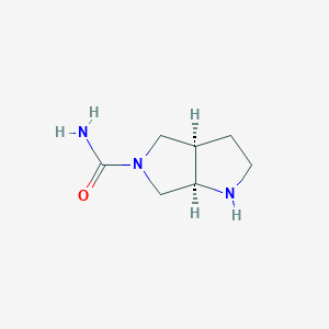 molecular formula C7H13N3O B8107851 rel-(3aR,6aR)-hexahydropyrrolo[3,4-b]pyrrole-5(1H)-carboxamide 