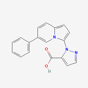 molecular formula C18H13N3O2 B8107853 1-(6-Phenylindolizin-3-yl)-1H-pyrazole-5-carboxylic acid 