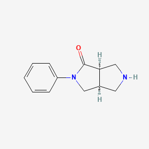 molecular formula C12H14N2O B8107921 (3aR,6aS)-5-phenyl-1,2,3,3a,6,6a-hexahydropyrrolo[3,4-c]pyrrol-4-one 