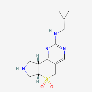 molecular formula C13H18N4O2S B8108026 Rel-(6As,9Ar)-2-((Cyclopropylmethyl)Amino)-5,6A,7,8,9,9A-Hexahydropyrrolo[3',4':5,6]Thiopyrano[4,3-D]Pyrimidine 6,6-Dioxide 