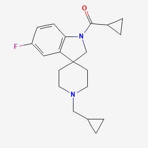 molecular formula C20H25FN2O B8108111 Cyclopropyl(1'-(cyclopropylmethyl)-5-fluorospiro[indoline-3,4'-piperidin]-1-yl)methanone 