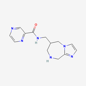 molecular formula C13H16N6O B8108274 N-((6,7,8,9-Tetrahydro-5H-imidazo[1,2-a][1,4]diazepin-6-yl)methyl)pyrazine-2-carboxamide 