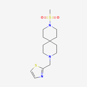 molecular formula C14H23N3O2S2 B8108343 2-((9-(Methylsulfonyl)-3,9-diazaspiro[5.5]undecan-3-yl)methyl)thiazole 