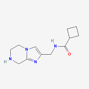 molecular formula C12H18N4O B8108388 N-((5,6,7,8-Tetrahydroimidazo[1,2-a]pyrazin-2-yl)methyl)cyclobutanecarboxamide 