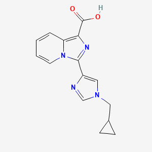 molecular formula C15H14N4O2 B8108406 3-(1-(Cyclopropylmethyl)-1H-imidazol-4-yl)imidazo[1,5-a]pyridine-1-carboxylic acid 