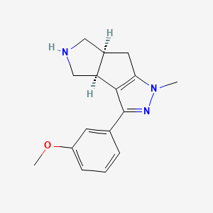 molecular formula C16H19N3O B8108429 Rel-(3Bs,6As)-3-(3-Methoxyphenyl)-1-Methyl-3B,4,5,6,6A,7-Hexahydro-1H-Pyrrolo[3',4':3,4]Cyclopenta[1,2-C]Pyrazole 