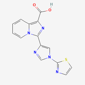 molecular formula C14H9N5O2S B8108456 3-(1-(Thiazol-2-yl)-1H-imidazol-4-yl)imidazo[1,5-a]pyridine-1-carboxylic acid 