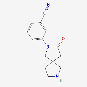 molecular formula C14H15N3O B8108472 3-(3-Oxo-2,7-diazaspiro[4.4]nonan-2-yl)benzonitrile 