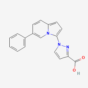 molecular formula C18H13N3O2 B8108520 1-(6-Phenylindolizin-3-yl)-1H-pyrazole-3-carboxylic acid 
