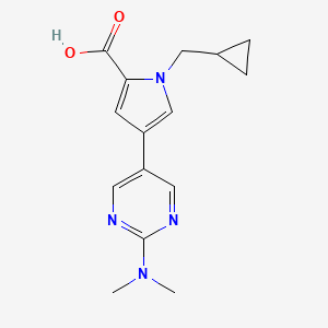molecular formula C15H18N4O2 B8108577 1-(Cyclopropylmethyl)-4-(2-(Dimethylamino)Pyrimidin-5-Yl)-1H-Pyrrole-2-Carboxylic Acid 