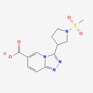 molecular formula C12H14N4O4S B8108751 3-(1-(Methylsulfonyl)pyrrolidin-3-yl)-[1,2,4]triazolo[4,3-a]pyridine-6-carboxylic acid 