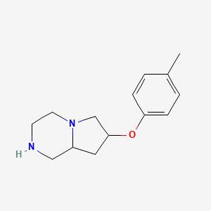 molecular formula C14H20N2O B8108760 7-(p-Tolyloxy)octahydropyrrolo[1,2-a]pyrazine 