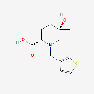 molecular formula C12H17NO3S B8108815 (2S,5S)-5-hydroxy-5-methyl-1-(thiophen-3-ylmethyl)piperidine-2-carboxylic acid 