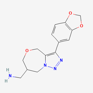 molecular formula C14H16N4O3 B8108930 (3-(Benzo[d][1,3]dioxol-5-yl)-4,6,7,8-tetrahydro-[1,2,3]triazolo[5,1-c][1,4]oxazepin-7-yl)methanamine 