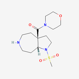 molecular formula C14H25N3O4S B8109028 ((3aS,8aR)-1-(methylsulfonyl)decahydropyrrolo[2,3-d]azepin-3a-yl)(morpholino)methanone 