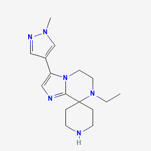 molecular formula C16H24N6 B8109109 7-Ethyl-3-(1-Methyl-1H-Pyrazol-4-Yl)-6,7-Dihydro-5H-Spiro[Imidazo[1,2-A]Pyrazine-8,4'-Piperidine] 