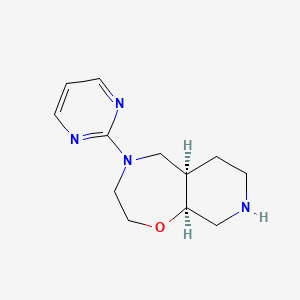 molecular formula C12H18N4O B8109162 (5aR,9aS)-4-pyrimidin-2-yl-3,5,5a,6,7,8,9,9a-octahydro-2H-pyrido[4,3-f][1,4]oxazepine 
