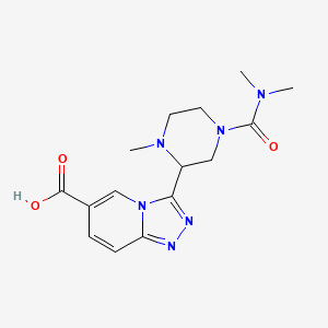 molecular formula C15H20N6O3 B8109249 3-(4-(Dimethylcarbamoyl)-1-methylpiperazin-2-yl)-[1,2,4]triazolo[4,3-a]pyridine-6-carboxylic acid 
