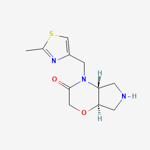 molecular formula C11H15N3O2S B8109431 rel-(4aR,7aR)-4-((2-methylthiazol-4-yl)methyl)hexahydropyrrolo[3,4-b][1,4]oxazin-3(2H)-one 