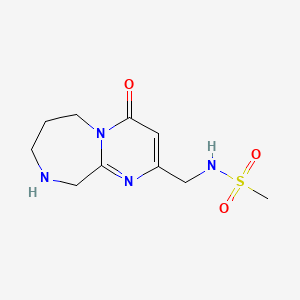 molecular formula C10H16N4O3S B8109433 N-((4-Oxo-4,6,7,8,9,10-Hexahydropyrimido[1,2-A][1,4]Diazepin-2-Yl)Methyl)Methanesulfonamide 