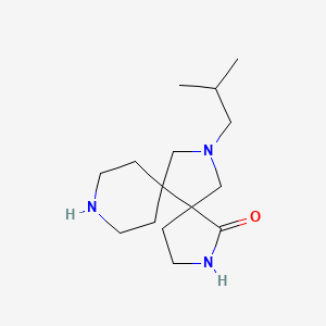 molecular formula C15H27N3O B8109494 13-(2-Methylpropyl)-3,9,13-triazadispiro[4.0.56.35]tetradecan-4-one 