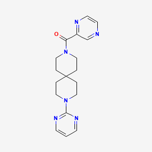 molecular formula C18H22N6O B8109566 Pyrazin-2-yl(9-(pyrimidin-2-yl)-3,9-diazaspiro[5.5]undecan-3-yl)methanone 