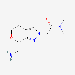 molecular formula C11H18N4O2 B8109591 2-(7-(Aminomethyl)-4,5-dihydropyrano[3,4-c]pyrazol-2(7H)-yl)-N,N-dimethylacetamide 