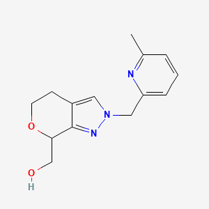 molecular formula C14H17N3O2 B8109618 (2-((6-Methylpyridin-2-yl)methyl)-2,4,5,7-tetrahydropyrano[3,4-c]pyrazol-7-yl)methanol 