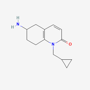molecular formula C13H18N2O B8109694 6-Amino-1-(cyclopropylmethyl)-5,6,7,8-tetrahydroquinolin-2(1H)-one 