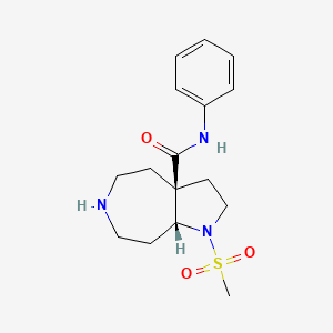 molecular formula C16H23N3O3S B8109717 (3aS,8aR)-1-(methylsulfonyl)-N-phenyldecahydropyrrolo[2,3-d]azepine-3a-carboxamide 