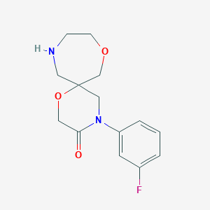 molecular formula C14H17FN2O3 B8109779 4-(3-Fluorophenyl)-1,8-Dioxa-4,11-Diazaspiro[5.6]Dodecan-3-One 