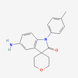 molecular formula C19H20N2O2 B8109923 5-Amino-1-(p-tolyl)-2',3',5',6'-tetrahydrospiro[indoline-3,4'-pyran]-2-one 