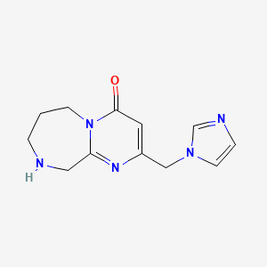 molecular formula C12H15N5O B8110068 2-((1H-Imidazol-1-Yl)Methyl)-7,8,9,10-Tetrahydropyrimido[1,2-A][1,4]Diazepin-4(6H)-One 