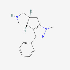molecular formula C15H17N3 B8110091 (3bS,6aS)-1-methyl-3-phenyl-3b,4,5,6,6a,7-hexahydro-1H-pyrrolo[3',4':3,4]cyclopenta[1,2-c]pyrazole 