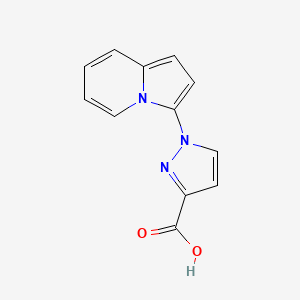 molecular formula C12H9N3O2 B8110104 1-(Indolizin-3-yl)-1H-pyrazole-3-carboxylic acid 