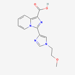 molecular formula C14H14N4O3 B8110109 3-(1-(2-Methoxyethyl)-1H-imidazol-4-yl)imidazo[1,5-a]pyridine-1-carboxylic acid 