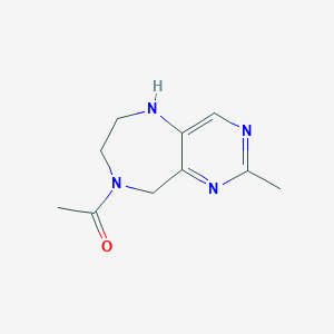 molecular formula C10H14N4O B8110162 1-(2-Methyl-6,7-Dihydro-5H-Pyrimido[5,4-E][1,4]Diazepin-8(9H)-Yl)Ethanone 