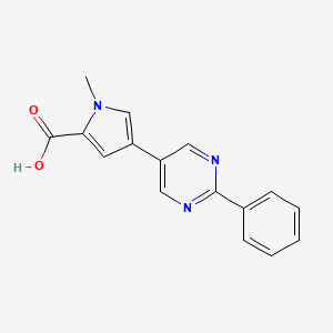 molecular formula C16H13N3O2 B8110190 1-Methyl-4-(2-phenylpyrimidin-5-yl)-1H-pyrrole-2-carboxylic acid 