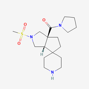 molecular formula C17H29N3O3S B8110226 ((3aS,6aS)-2-(methylsulfonyl)hexahydro-1H-spiro[cyclopenta[c]pyrrole-4,4'-piperidin]-6a-yl)(pyrrolidin-1-yl)methanone 