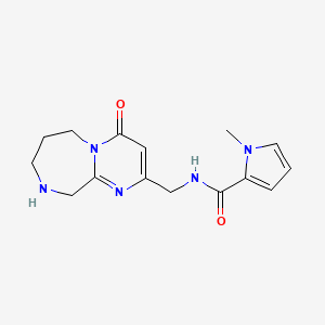 molecular formula C15H19N5O2 B8110235 1-methyl-N-((4-oxo-4,6,7,8,9,10-hexahydropyrimido[1,2-a][1,4]diazepin-2-yl)methyl)-1H-pyrrole-2-carboxamide 