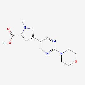 molecular formula C14H16N4O3 B8110284 1-Methyl-4-(2-morpholinopyrimidin-5-yl)-1H-pyrrole-2-carboxylic acid 