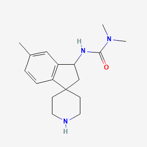 molecular formula C17H25N3O B8110316 1,1-Dimethyl-3-(5-methyl-2,3-dihydrospiro[indene-1,4'-piperidin]-3-yl)urea 