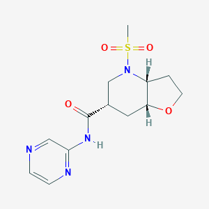 molecular formula C13H18N4O4S B8110474 rel-(3aR,6S,7aR)-4-(methylsulfonyl)-N-(pyrazin-2-yl)octahydrofuro[3,2-b]pyridine-6-carboxamide 