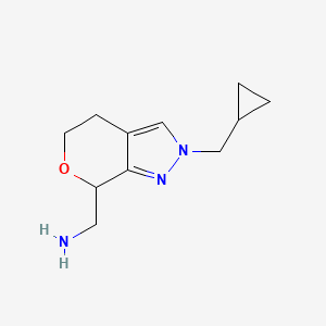 molecular formula C11H17N3O B8110594 (2-(Cyclopropylmethyl)-2,4,5,7-tetrahydropyrano[3,4-c]pyrazol-7-yl)methanamine 